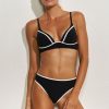 Damen Maryan Mehlhorn | Low-Plunge Top|Classic Bottoms Black-White-Gold