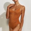 Damen Maryan Mehlhorn | Gathered Swimsuit Satin Caramel