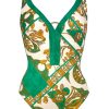 Damen Maryan Mehlhorn | Low-Plunge Swimsuit Cream-Green