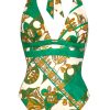 Damen Maryan Mehlhorn | Halterneck Swimsuit Cream-Green