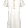 Damen Maryan Mehlhorn | Hand-Embroidered Caftan Natural White