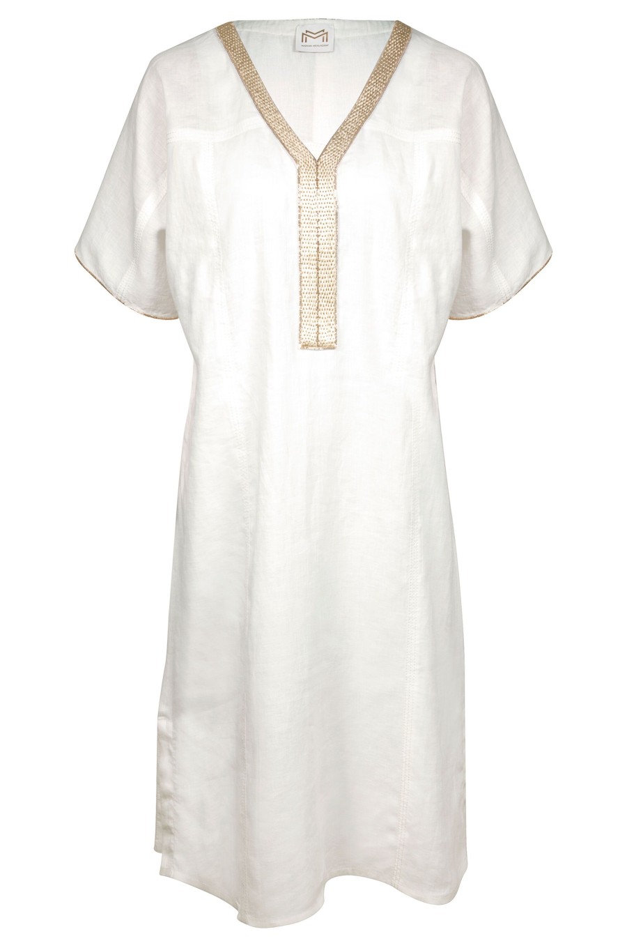 Damen Maryan Mehlhorn | Hand-Embroidered Caftan Natural White