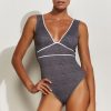 Damen Maryan Mehlhorn | Low-Plunge Swimsuit Metallic Zinc-White