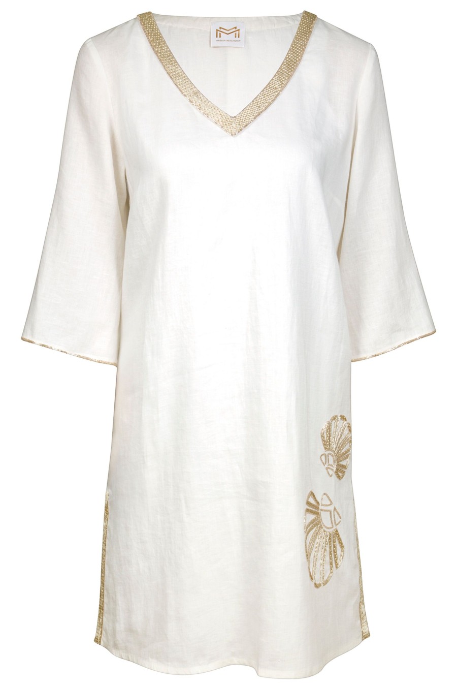 Damen Maryan Mehlhorn | Hand-Embroidered Tunic Natural White